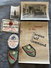 WWII Persian Gulf Command Items; “I Served in The PGC” Book Patch 2 Pics Labels picture