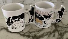 Vintage Pair Cow / Calf Grazing Field Black White (Holstein) Ceramic Coffee  Mug picture