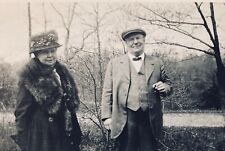 Antique 1920s Photo Well Dressed Older Couple Man Women Fashion Fur Stole picture