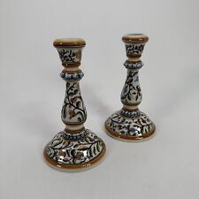 2 Ceramica Conimbriga Hand Painted Ceramic Candlesticks Portugal - Collectible picture