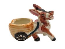 Vintage Ceramic Donkey With Cart Planter Japan Hand Painted 5