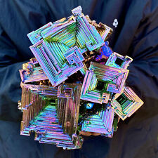 9.9LB Rainbow Bismuth ore Crystal titanium Metal Mineral Specimen point healing picture