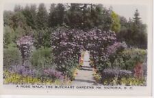 Postcard A Rose Walk The Butchart Gardens Victoria BC RPPC Hand Colored Vintage picture