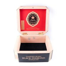 Diamond Crown Marquise Black Diamond Empty Wooden Cigar Box 7.75