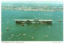 Postcard Vtg Transportation Ship Boat USS Yorktown South Carolina Aerial picture