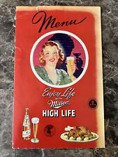 (VTG) 1930s Miller High Life Beer Girl On The Moon Flat Top Can Menu Cover picture
