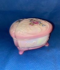 Fenton Hand Painted Iridescent Floral Pink Heart Shaped Trinket Box picture