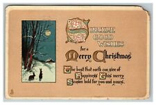 Vintage 1914 Tuck's Christmas Postcard Bunnies in the Snow Fine Lettering NICE picture