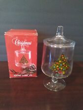 Vintage Carlton Footed Candy Jar Lidded Jar Home CHRISTMAS SEASONAL USA Made picture