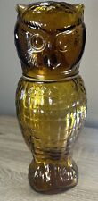 Vintage Unique Amber Glass Owl Decanter picture