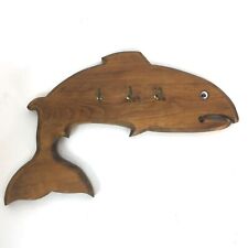 Vintage Handmade Wood Salmon Fish Key Hook Wall Decor by Red Squirrel Alaska picture