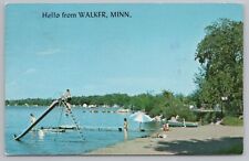 Walker Minnesota~Swimming Beach~Water Slide~1978 Postcard picture