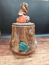 California Originals Brown Squirrel on Tree Stump Ceramic Cookie Jar Vintage EUC picture