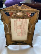 RARE ANTIQUE 1900 PATRIOTIC BEAUTIFUL PAINTED BRASS CAST IRON PICTURE FRAME picture