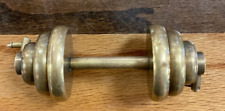 Vintage Solid Brass Dumbbell Weight Exercise Barbell Desk Paperweight picture