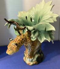 Vintage Franz Porcelain Safari Jungle Beauties Leopard Vase  - Signed picture