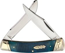 Large Black & Blue Bone Handle Moose Folding Knife - Gift Boxed by Rough Rider picture