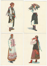 Folk Costumes - Four 1959 Russian Ethnic Fashion Dress Illustration Postcards picture