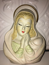 Blessed Mother Mary Wall Hanging Decor Bust Praying Religious Figure Vintage picture
