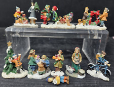 Lot of NINE (9) Victorian Village Polystone Miniature Christmas 2