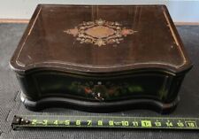 Antique 1800s English Rosewood Mother of Pearl Inlay FlipLid Inkwell Writing Box picture