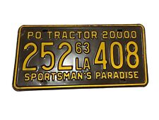 1963 Louisiana PO Tractor Sportsman's Paradise License Plate Tag Privately Owned picture