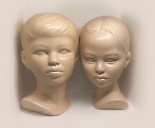 Vintage MCM Holland Mold Ceramic Heads - Boy Girl Set - White / Blank Canvas picture