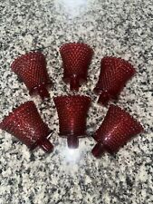 Vintage Ruby Red Diamond Cut Glass Votive Candle Holders, Peg Sconce (Set Of 6) picture