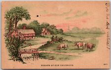 1908 Scenes Of Our Childhood Painting Farm Animal Pasture Posted Postcard picture