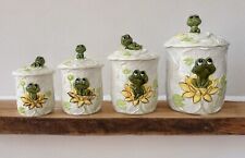 Vintage 1979 Sears Roebuck NEIL The FROG 4 Piece Kitchen Canister Set Japan Lily picture