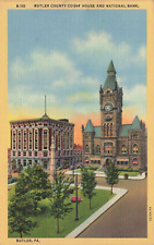 Postcard Butler County Court House and National Bank Pennsylvania PA picture