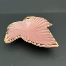 VINTAGE CALIFORNIA POTTERY CERAMIC Leaf Dish PINK picture