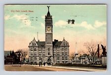 Lowell MA- Massachusetts, City Hall, Antique, Vintage c1917 Postcard picture