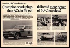 1966 Champion Spark Plugs USAC Sebring Race Track Tests Beats AC 2-Page Print Ad picture