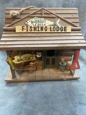 VINTAGE CABIN BIRD HOUSE FISHING LODGE STYLE WOODEN COLLECTIBLE picture