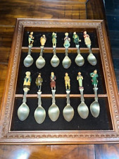 Franklin Mint Charles Dickens Pewter Spoon Set In Display Case 12 Characters picture