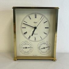 Elgin Quartz Made in Germany Vntge Golden Colored Clock W/Barometer-Thermometer. picture