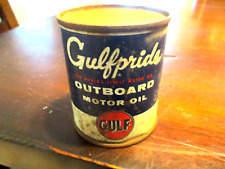 Gulf Pride The World's Finest Outboard Motor Oil half pint full oil can RARE picture