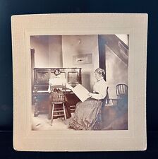 1898 Photo Piano Teacher & Student, Identified-Mounted-5.5 x 5.5” picture