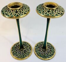 Vintage Abada Modernist Brass Candlestick Pair of Candle Holders Made In Israel picture