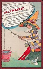 Dwig Help Wanted Postcard Artist Signed Lady Fishing for Man  PM 1910    W5 picture