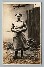 Woman Girl Dress Smile Smiling RPPC Photo Vintage Postcard picture