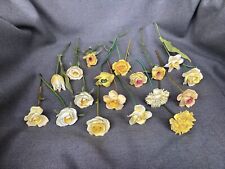 51 Vintage ( Japan ? )  China / Ceramic Flowers ON PLASTIC COATED WIRE STEMS picture