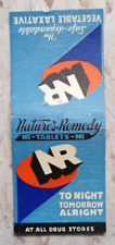 VINTAGE MATCHBOOK COVER NATURE'S REMEDY TABLETS TO NIGHT TOMORROW ALRIGHT picture