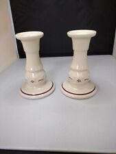 Vintage Pair Of Longaberger Red Line Candle Sticks picture