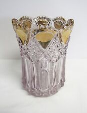 Antique EAPG Spooner Celery Vase w/Gold Trim - Lavendar Glass picture