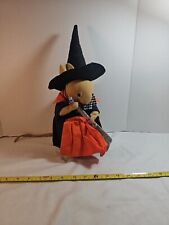 Vintage Overly-Raker Collectible Fabric Halloween Witch Rat With Broom Seasonal  picture