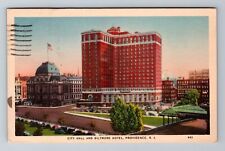 Providence RI-Rhode Island, City Hall And Biltmore Hotel Vintage c1937 Postcard picture