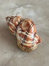 Artoria Dubarry LIMOGES BOX  PINK SPIRAL CONCH SEA SHELL PEINT MAIN signed #'d picture
