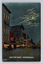 Greensboro NC-North Carolina, South Elm Street, Antique, Vintage c1914 Postcard picture